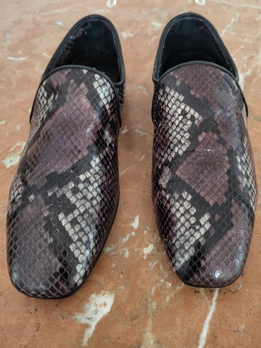 Aquatalia Loafers "Revy" in Snake Embossed Leather EUC